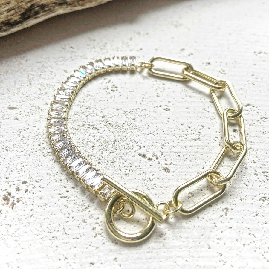 Clara Dual Facet Crystal and Chain Bracelet