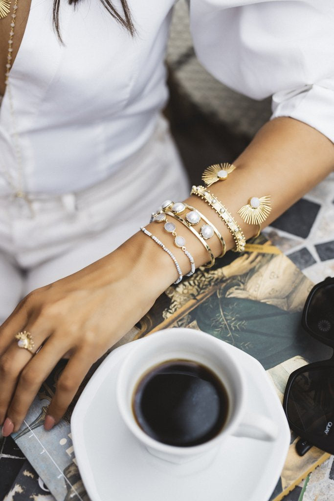 Etruscan Cuff Bracelet - Pearl